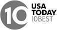 A logo featuring a circle with the number "10" and the text "USA TODAY 10BEST" on the right side.