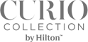 The image shows the logo for "Curio Collection by Hilton," a brand of hotels within the Hilton portfolio.